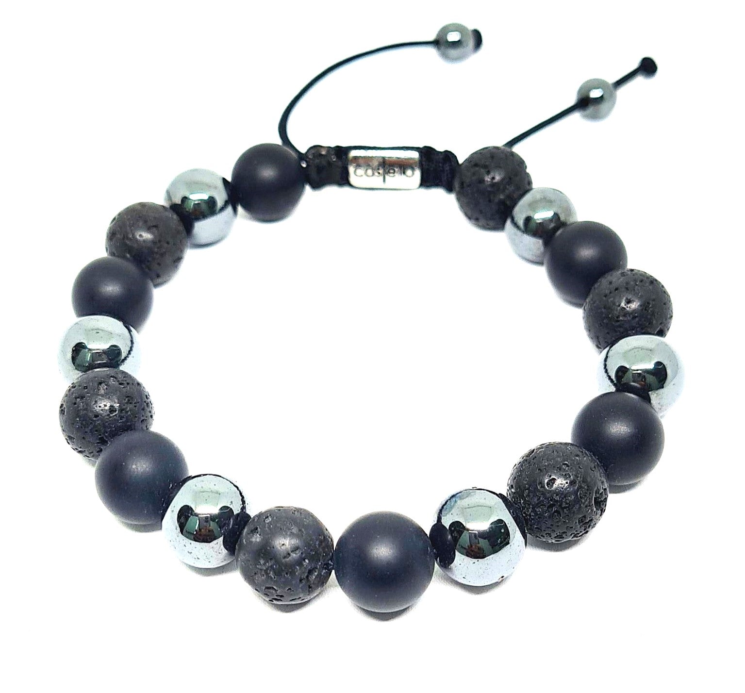Hand Made Bracelet Hematite, Lava, Onyx, 10mm stone | Castello Jewels