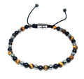 Hand Made Bracelet Onyx Polish, Hematite, Tigers Eye Polish stones 4mm. | Castello Jewels