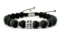 Hand Made Silver Bracelet Knights, Onyx Mat, Lava stone 8mm | Castello Jewels