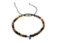 Hand Made Bracelet Evil Eye 925, Tiger Eye stone 4mm | Castello Jewels