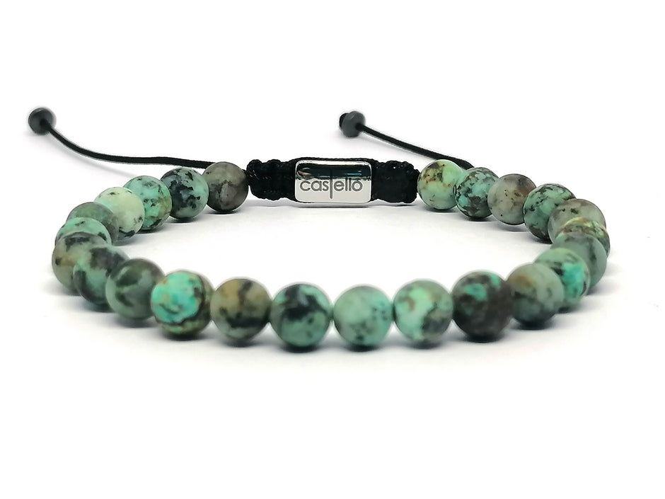 Gemstone Bracelet African Turquoise stone 6mm — view 2 | Castello Jewels