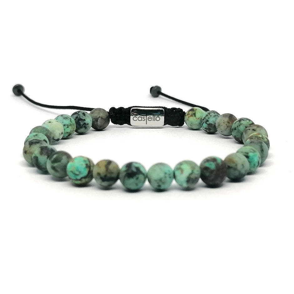Matte African Turquoise Bracelet, view 2, 6mm | Castello Jewels