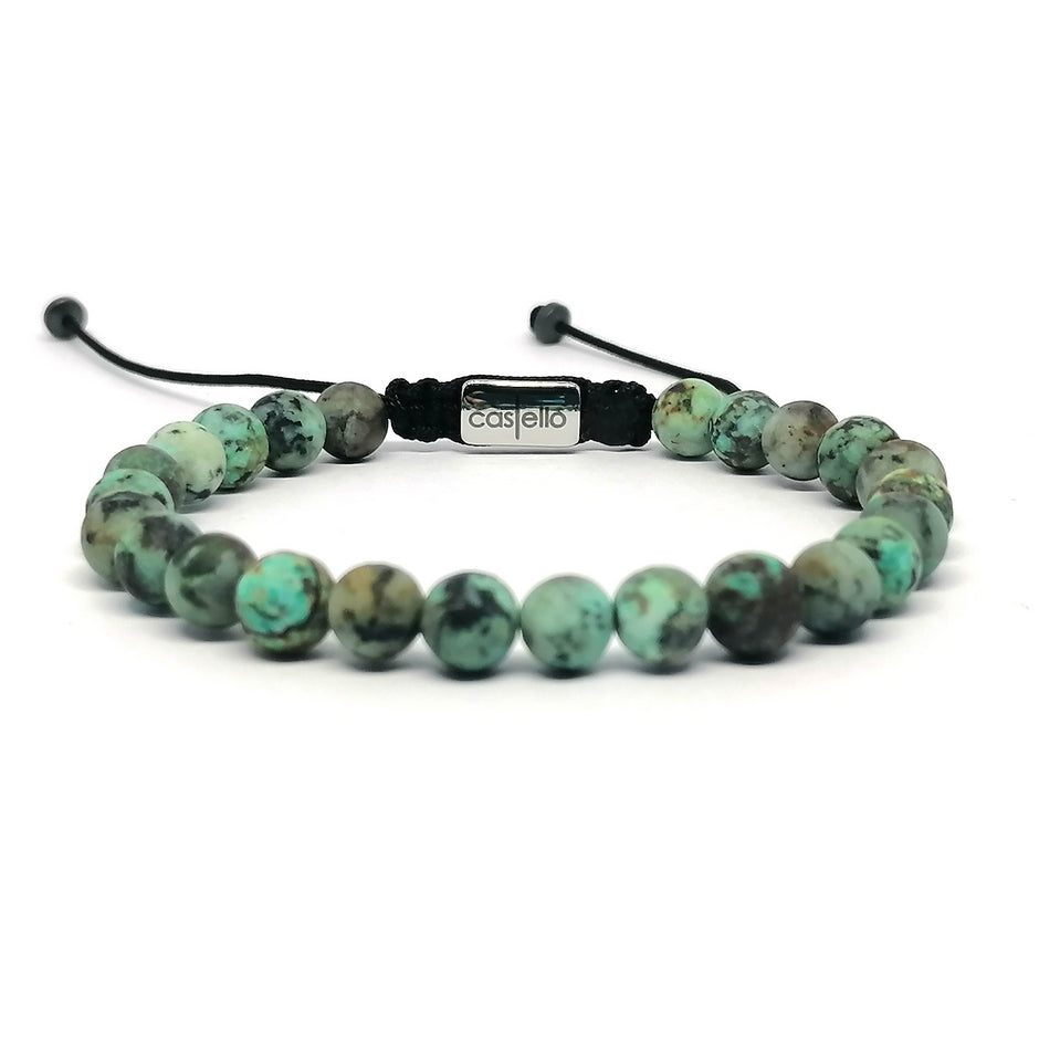 Matte African Turquoise Bracelet, view 2, 6mm | Castello Jewels