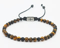 Hand Made Bracelet, Tiger Eye Polish, Onyx Polish stone 4mm | Castello Jewels