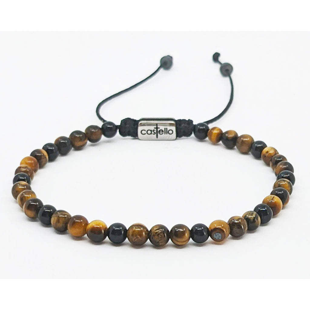 Tiger's Eye & Onyx Beaded Bracelet, 4mm | Castello Jewels