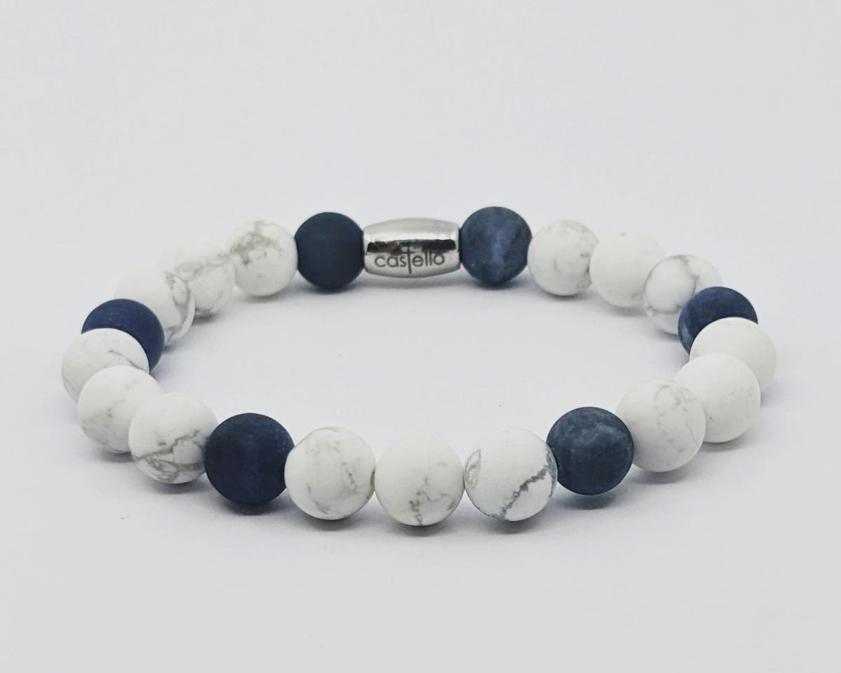 Howlite & Sodalite Stacking Bracelet, 8mm, view 2 | Castello Jewels