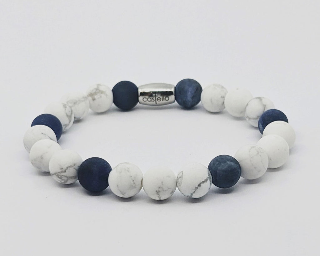 Gemstone Bracelet Howlite-Sodalite, stone 8mm — view 2 | Castello Jewels