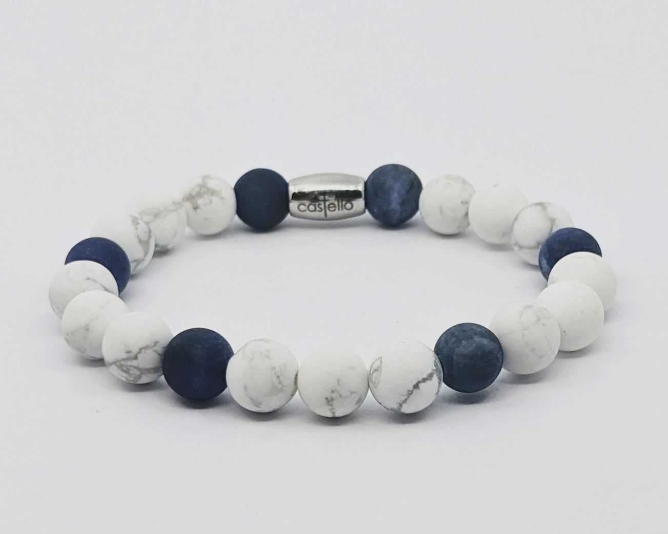 Gemstone Bracelet Howlite-Sodalite, stone 8mm — view 2 | Castello Jewels