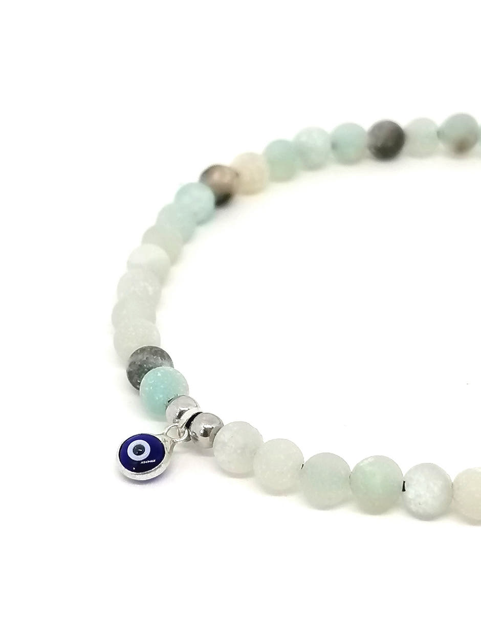 Amazonite Protection Bracelet, Evil Eye, 4mm, view 2 | Castello Jewels