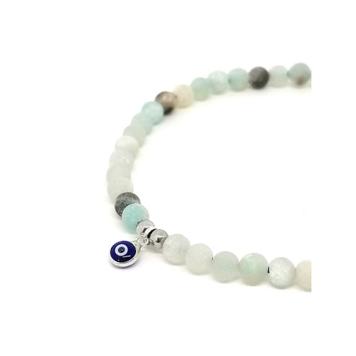 Amazonite Protection Bracelet, Evil Eye, 4mm, view 2 | Castello Jewels
