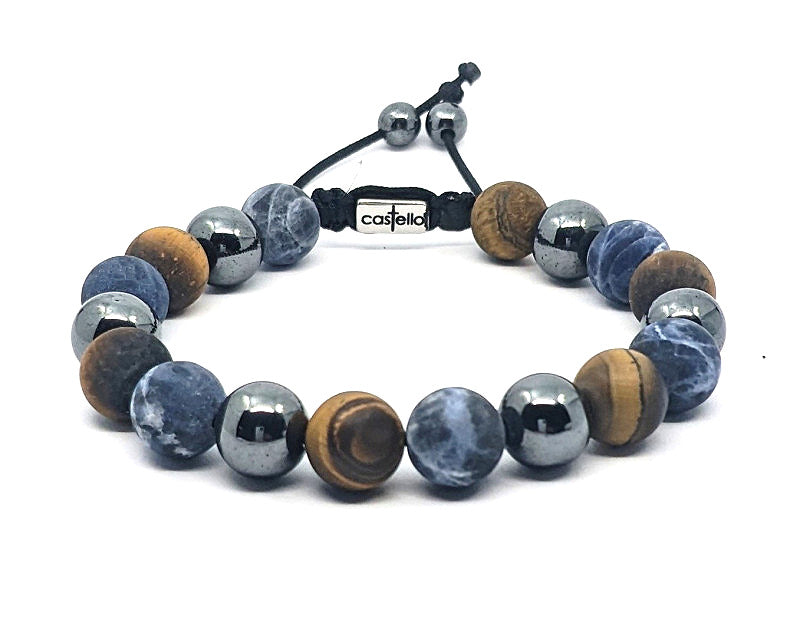 Hand Made Bracelet Hematite, Tiger Eye, Sodalite stone 10mm | Castello Jewels