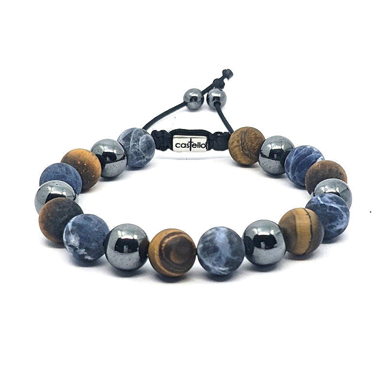 Hematite, Tiger's Eye & Sodalite Gemstone Bracelet, 10mm | Castello Jewels