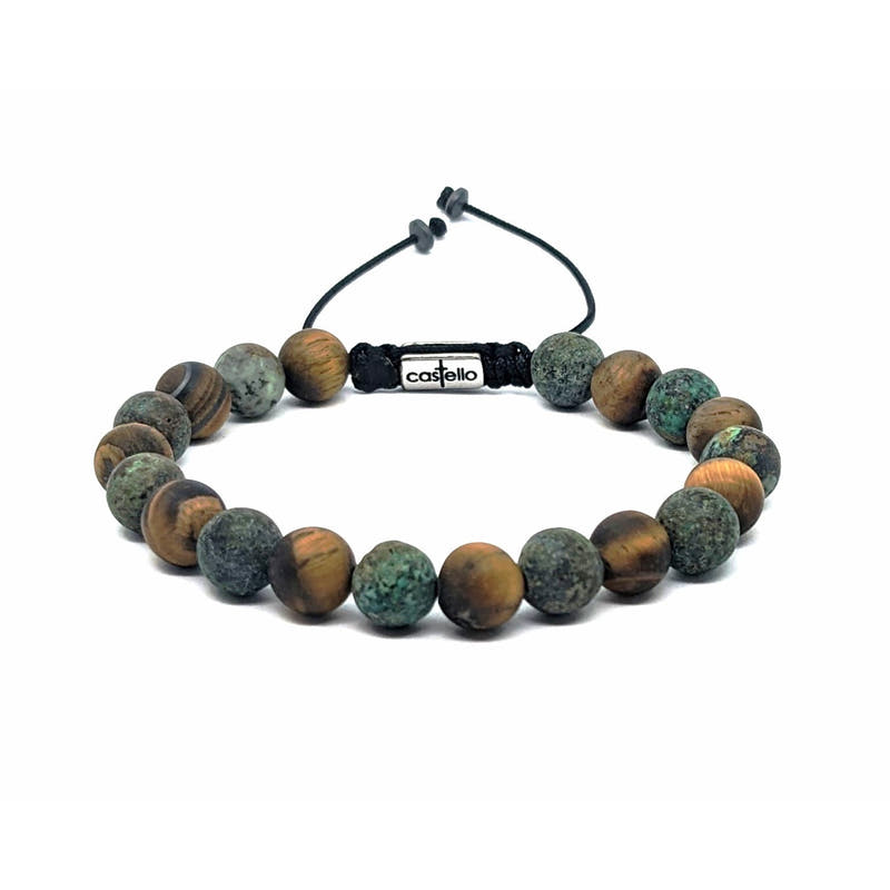 African Turquoise & Tiger's Eye Stacking Bracelet · 8mm