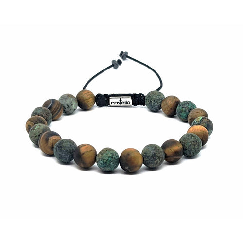 African Turquoise & Tiger's Eye Stacking Bracelet, 8mm | Castello Jewels