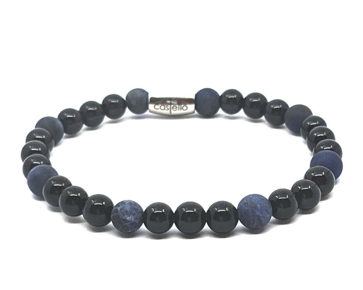 Gemstone Bracelet Onyx Polish, Sodalite stone 6mm — view 2 | Castello Jewels