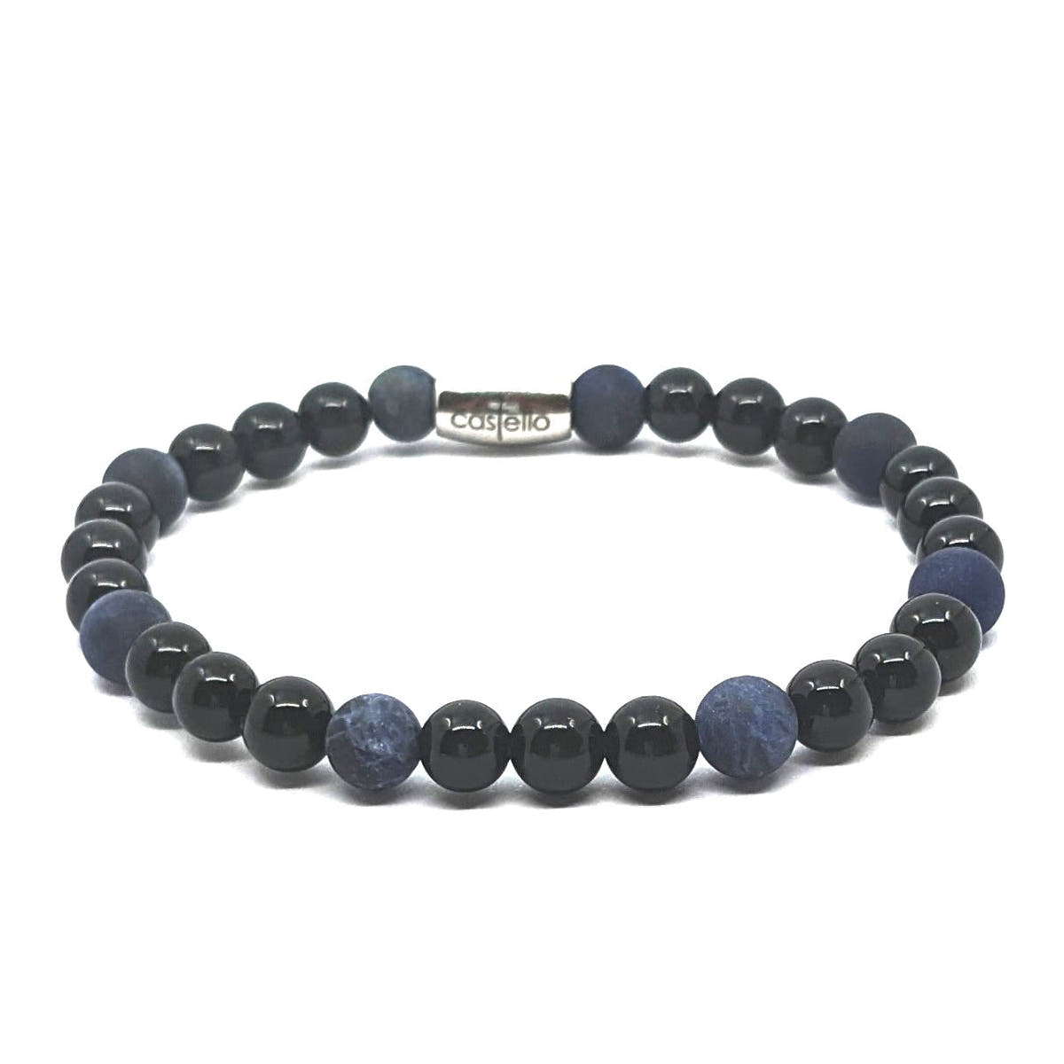 Onyx & Sodalite Bracelet, Polished, view 2, 6mm | Castello Jewels