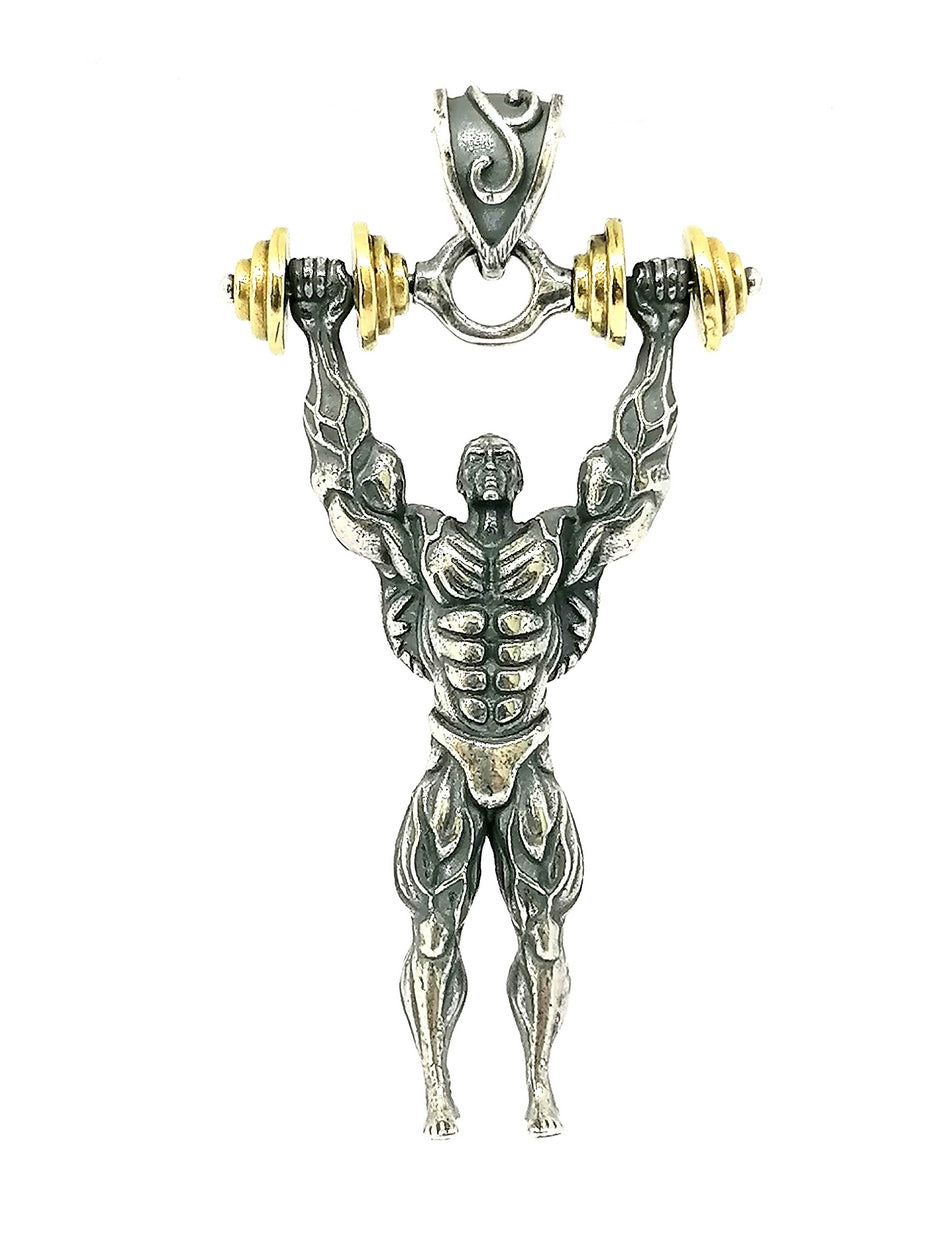 925 Sterling Silver retro fitness master pendant | Castello Jewels
