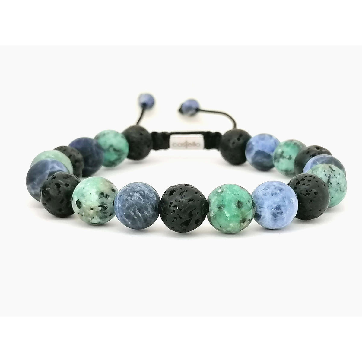 Lava, Sodalite & African Turquoise Gemstone Bracelet, 10mm | Castello Jewels