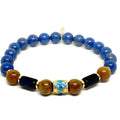 Aegean Gold-Plated Enamel Cross Bracelet, Lapis & Jasper, 8mm, variant | Castello Jewels