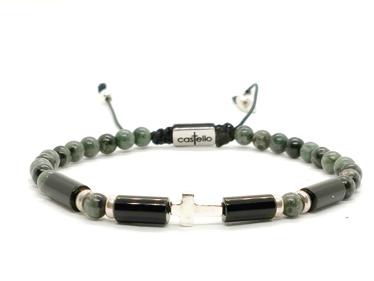 Ruby Zoisite Cross Bead Bracelet, 4mm | Castello Jewels