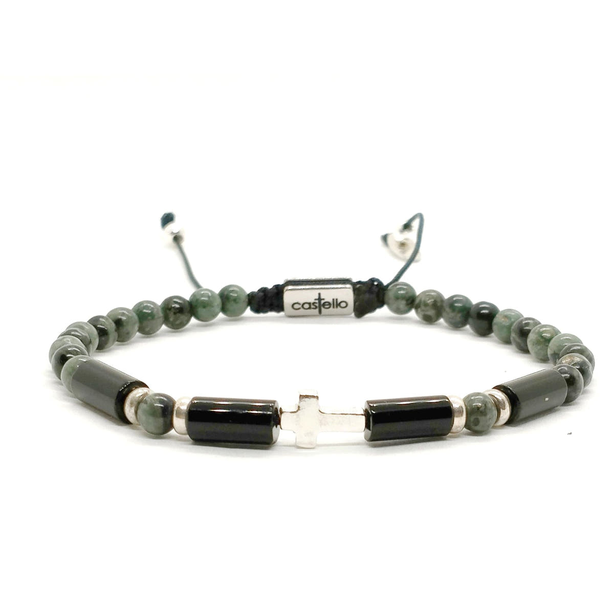 Ruby Zoisite Cross Bead Bracelet, 4mm | Castello Jewels