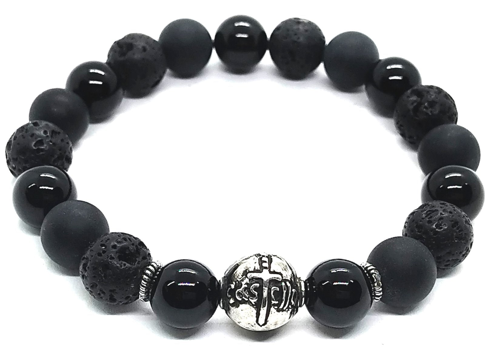 Bracelet Chic 925 Silver, Onyx stone 10mm | Castello Jewels