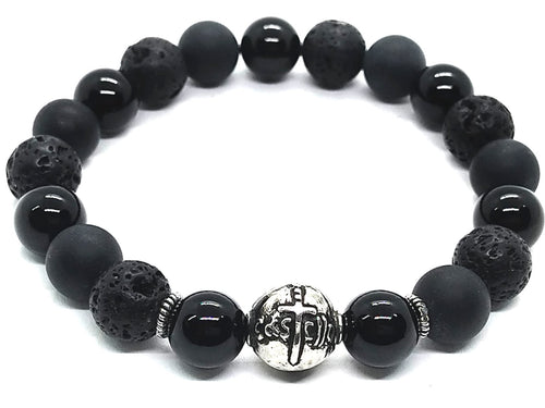 Bracelet Chic 925 Silver, Onyx stone 10mm | Castello Jewels