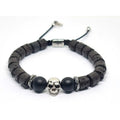 Cylinder Lava & Onyx Bracelet, Sterling Silver, 10mm | Castello Jewels