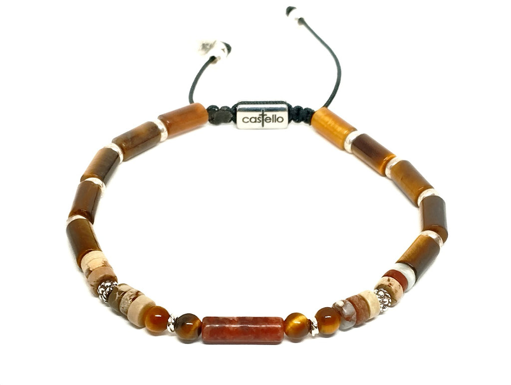 Hand Made Silver Bracelet Ancient Jasper stone 4mm | Castello Jewels