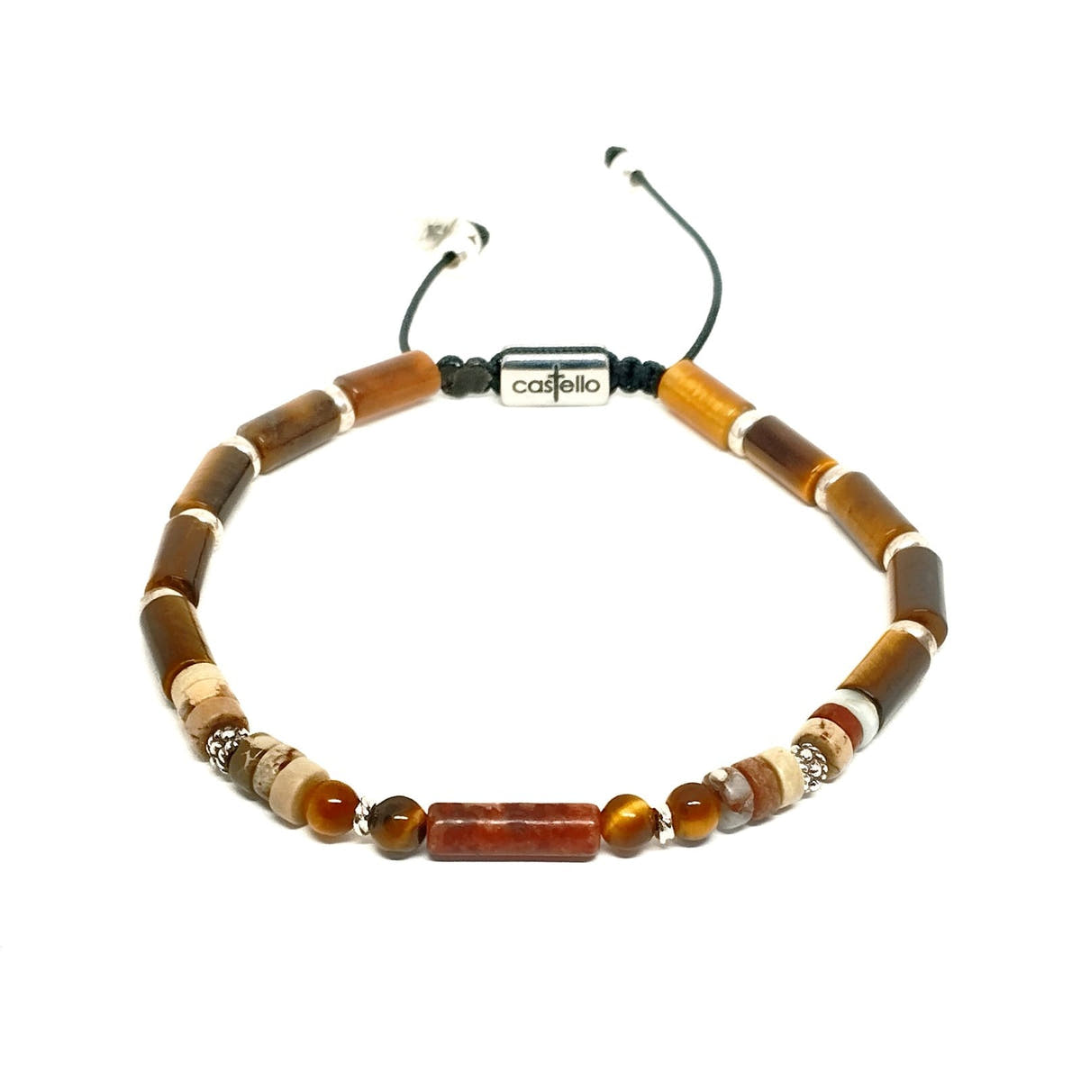 Jasper Gemstone Bracelet, Sterling Silver, 4mm | Castello Jewels