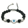 Lava Stone Evil Eye Enamel Bracelet, 8mm | Castello Jewels