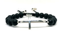 CROSS SILVER 925 Bracelet, Onyx Stone 8mm | Castello Jewels