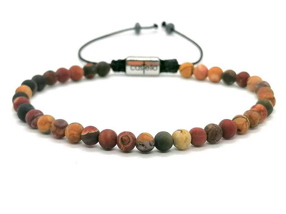 Hand Made Bracelet Jasper Picasso stone 4mm | Castello Jewels
