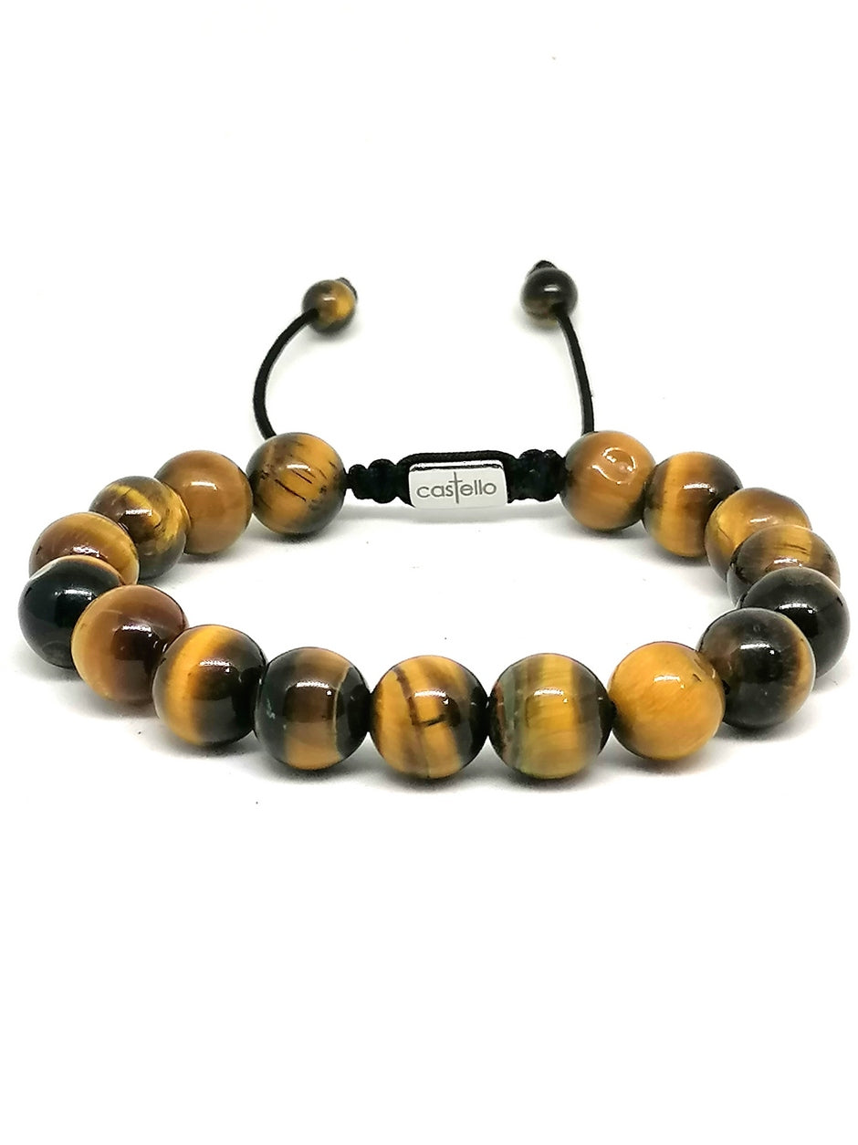 Hand Made Bracelet Tiger eye Polish, 10mm stone — view 2 | Castello Jewels