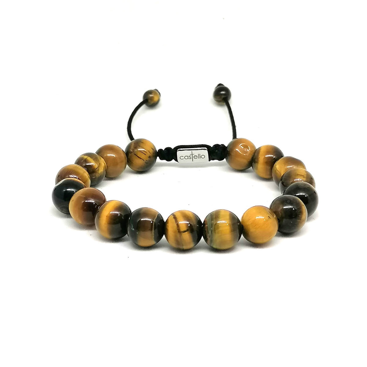 Polished Tiger's Eye Stacking Bracelet, 10mm, view 2 | Castello Jewels