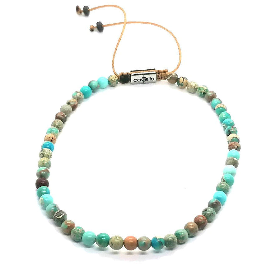 Jasper Beaded Anklet, Sterling Silver, 4mm | Castello Jewels