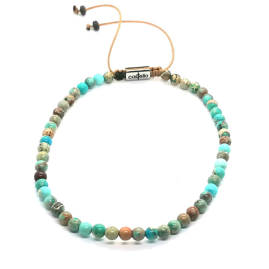 Jasper Beaded Anklet, Sterling Silver, 4mm | Castello Jewels