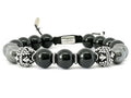 Hand Made Silver Bracelet MyKing Onyx Polish, Hematite stone 10mm | Castello Jewels