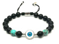 Evil EyeBracelet, enameled silver 925, Onyx stone 8mm | Castello Jewels