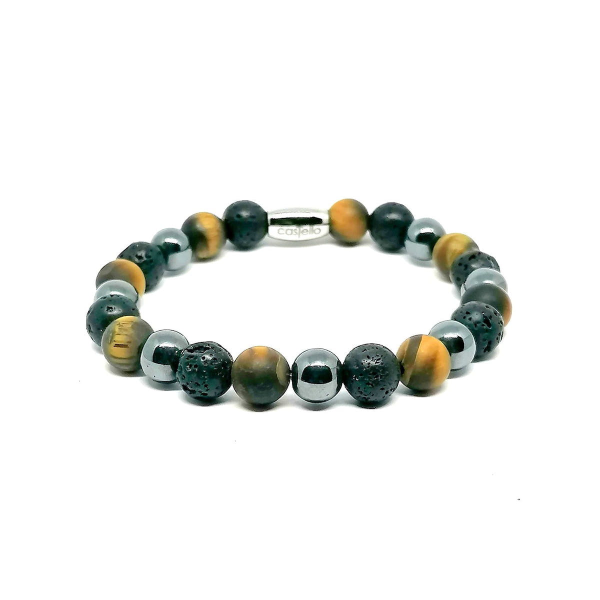 Tiger's Eye, Lava & Hematite Everyday Bracelet, 8mm, view 4 | Castello Jewels