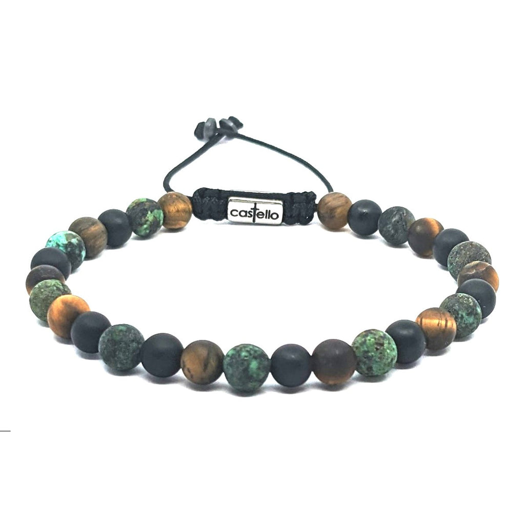 Tiger's Eye, Onyx & African Turquoise Bracelet, 6mm | Castello Jewels