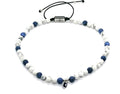 Hand Made Anklets Silver Eye, Howlite, Sodalite stone 4mm | Castello Jewels