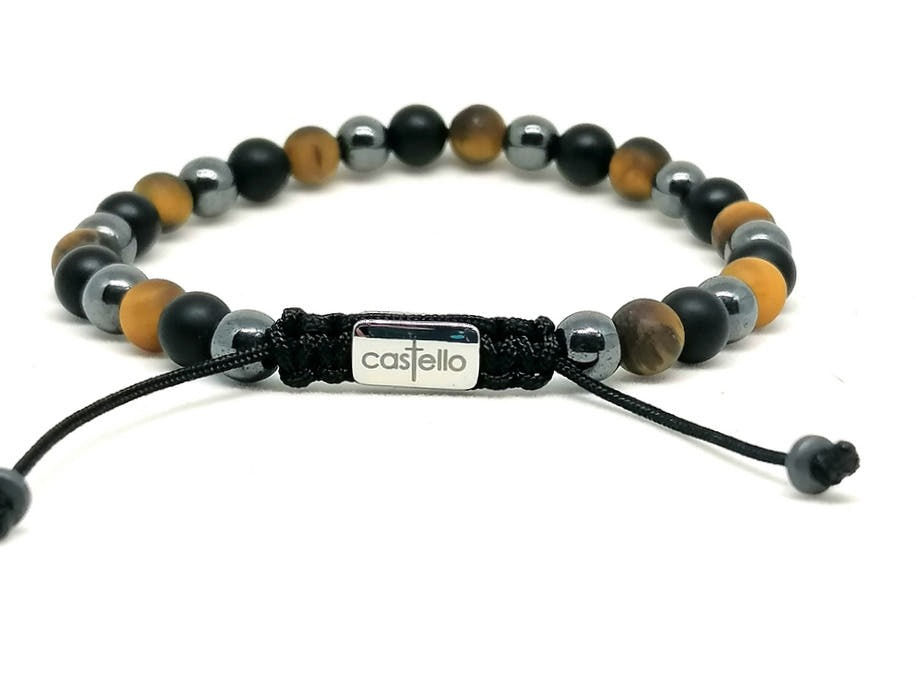 Onyx, Tiger's Eye & Hematite Bracelet, view 3, 6mm | Castello Jewels