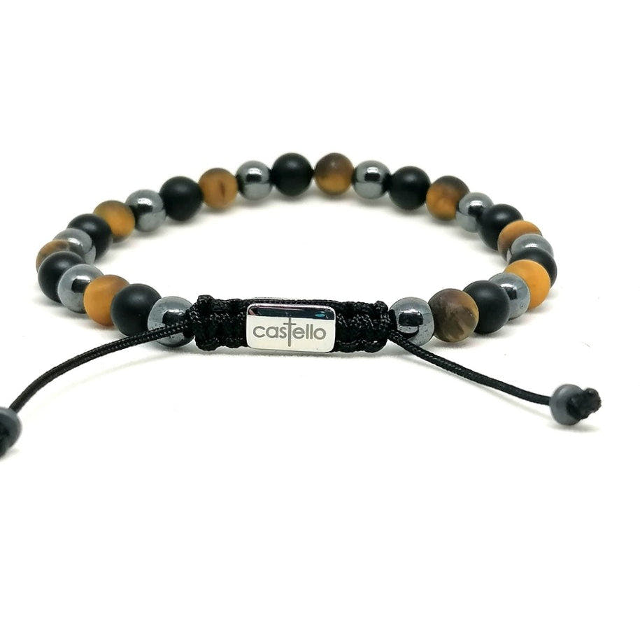Onyx, Tiger's Eye & Hematite Bracelet, view 3, 6mm | Castello Jewels
