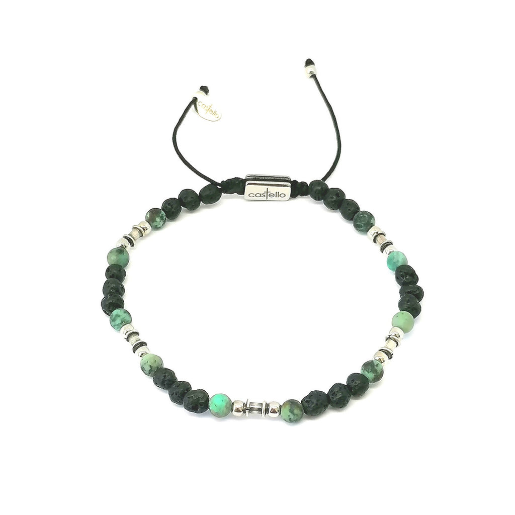 Silver bracelet Earth, Lava, African Turquoise stone 4mm — view 4 | Castello Jewels