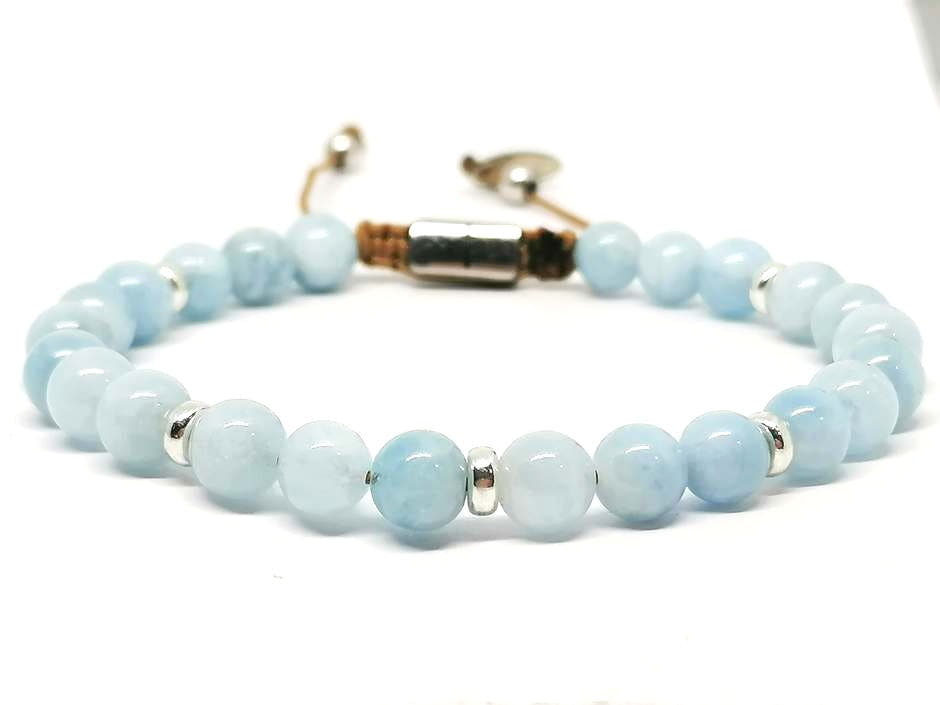 Minimal Aquamarine Sterling Silver Bracelet, 6mm | Castello Jewels