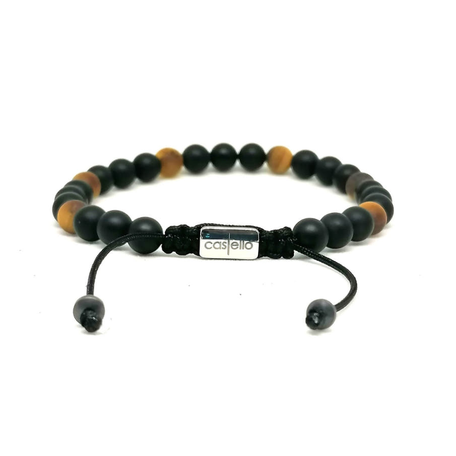 Onyx & Tiger's Eye Bracelet, Matte, view 3, 6mm | Castello Jewels