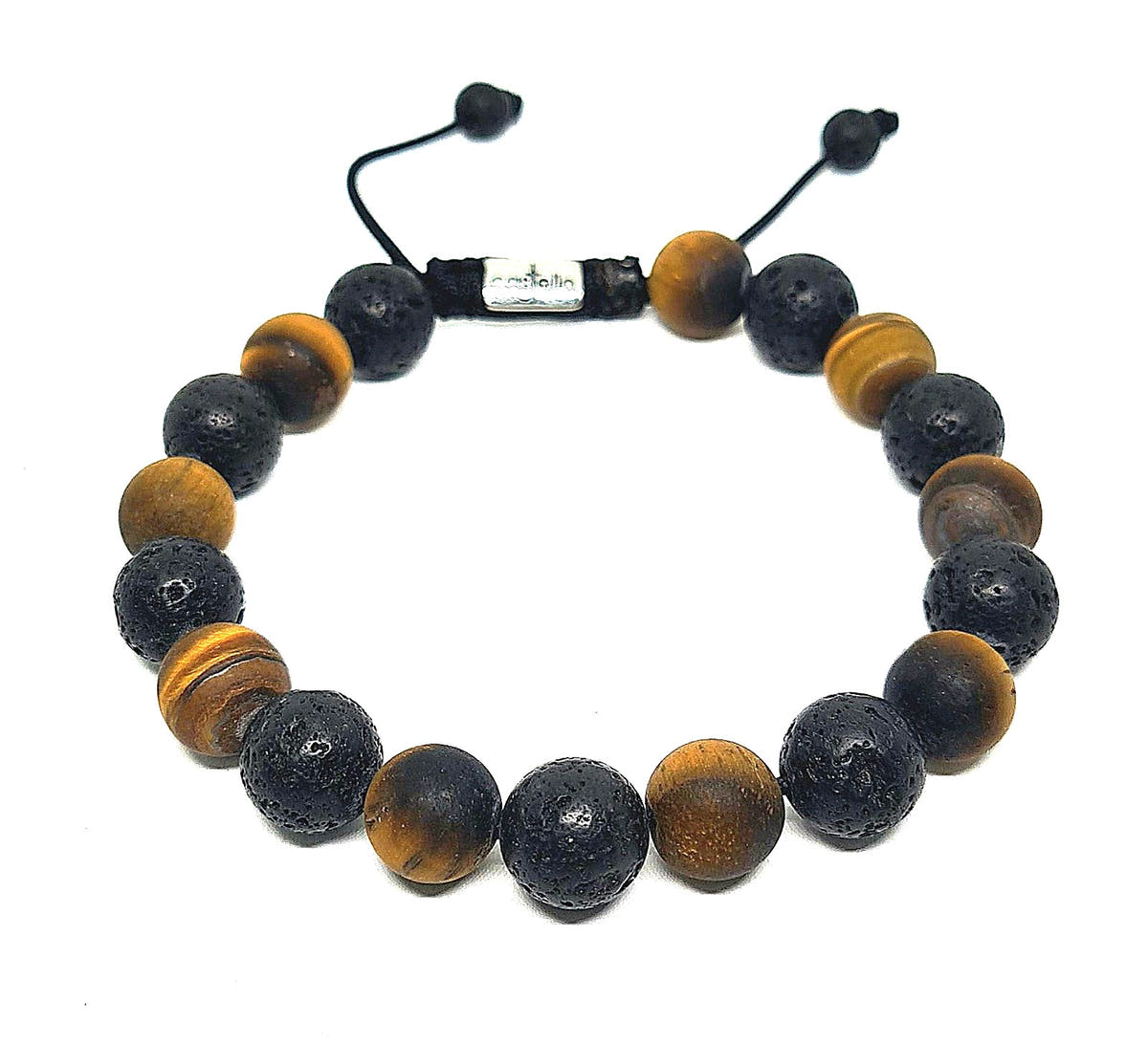 Tiger's Eye & Lava Beaded Bracelet, 10mm | Castello Jewels