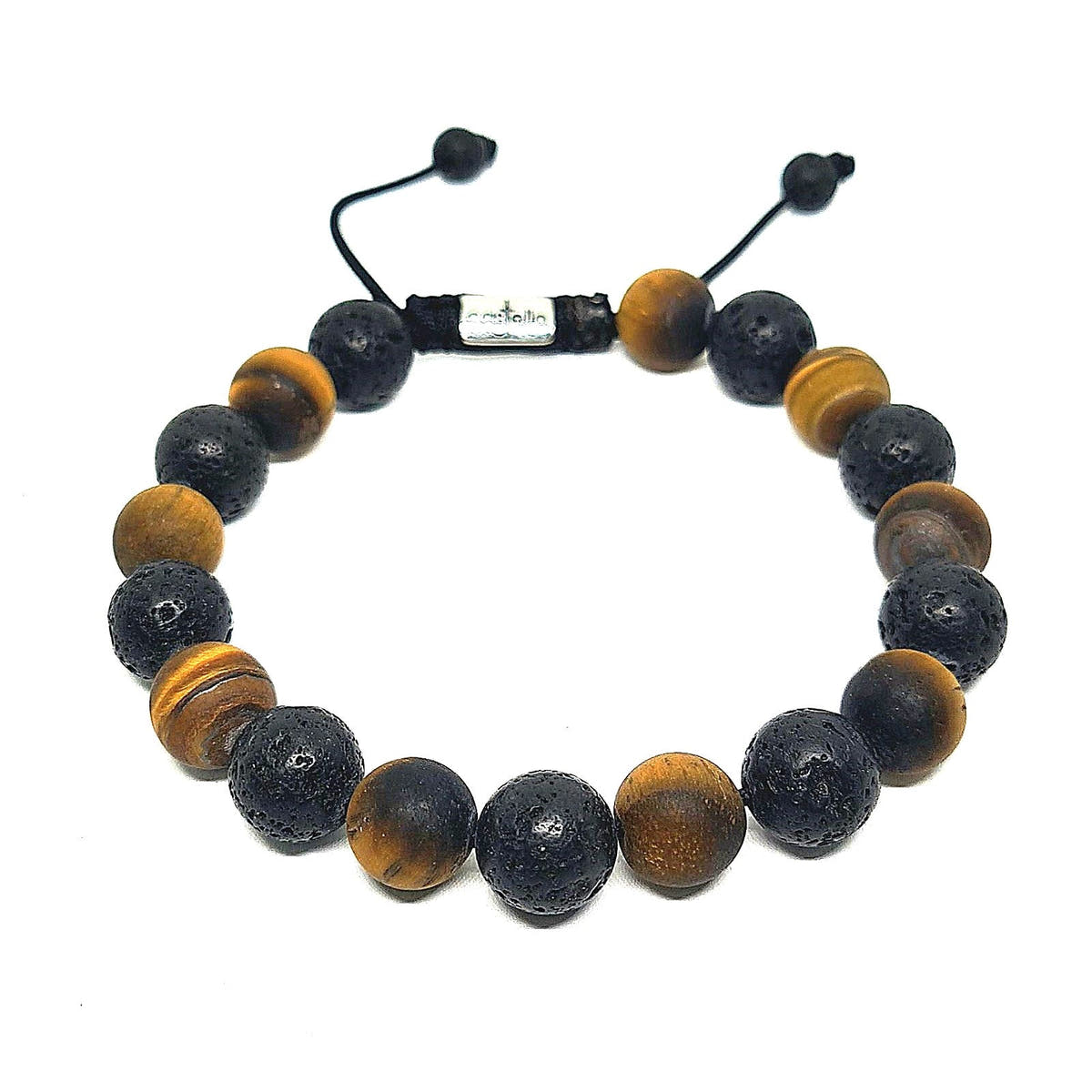 Tiger's Eye & Lava Beaded Bracelet, 10mm | Castello Jewels