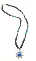 Hand Made Silver 925 Sun Opal Jasper Τurquoise stone 6mm necklace | Castello Jewels
